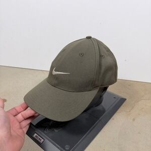 vintage 90's wool fitted Nike Baseball Cap Khaki Green Swoosh Logo Size 7 1/4
